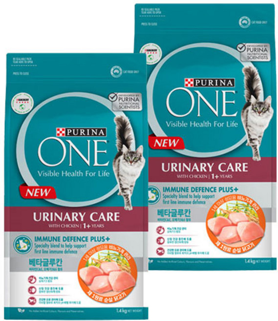퓨리나원 캣 기능성 사료, 유리너리+결석, 1.4kg, 2개