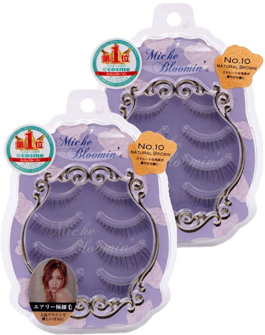 미슈블루밍 브라운라인업 속눈썹 4쌍, 10호 내츄럴브라운, 2세트