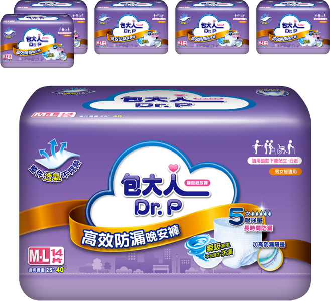 Dr.P 包大人 高效防漏晚安褲, 6包, 14片, M~L