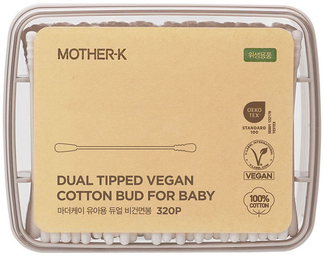 마더케이 유아용 듀얼 비건면봉, 320개입, 1개