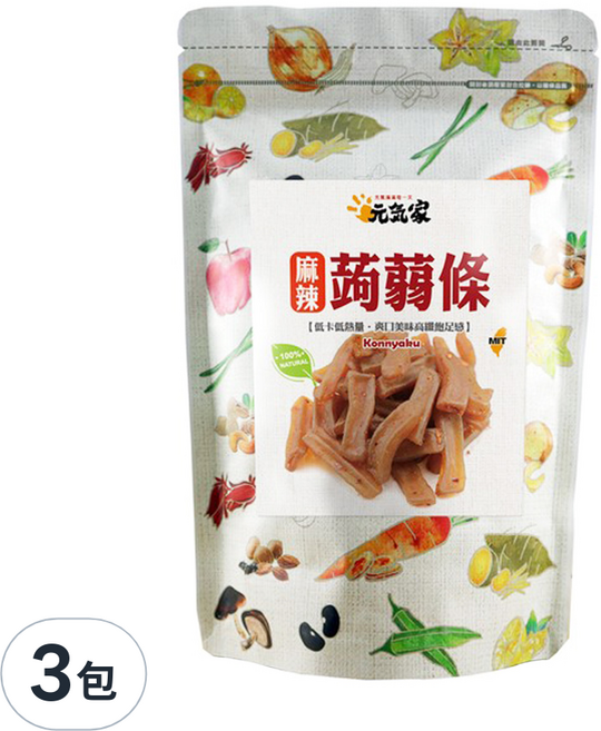 元氣家 高纖麻辣蒟蒻條, 200g, 3包
