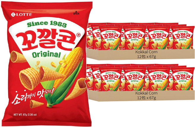 Kokkal Corn 玉米脆角 原味, 67g, 24包