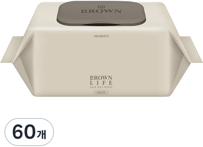 브라운라이프 그레이지 도톰한 대용량 아기물티슈 캡형, 50g, 100매, 60개