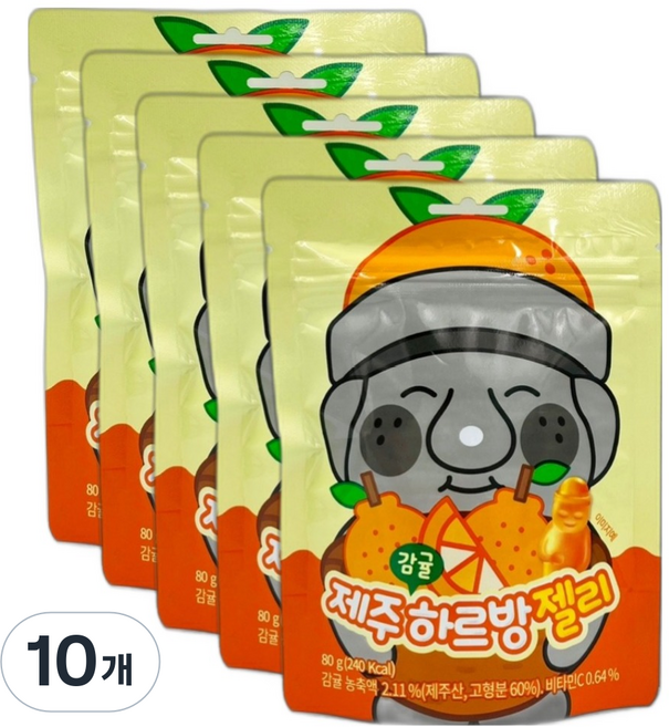 에스디푸드 제주 감귤 하르방 젤리, 80g, 10개