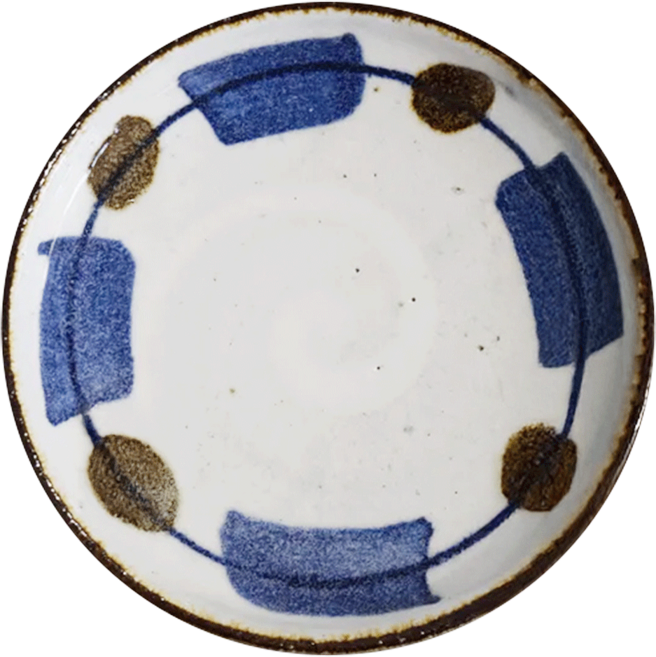 SAWATOUKI 佐和陶瓷 11.5皿 日本製 70ml, 藍墨丸紋, 1個