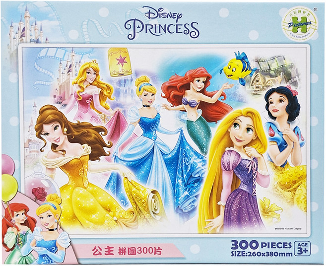HUNDRED PICTURES 百耘圖 Disney Princess 公主拼圖 3歲以上, 公主 多色, 300片, 1盒