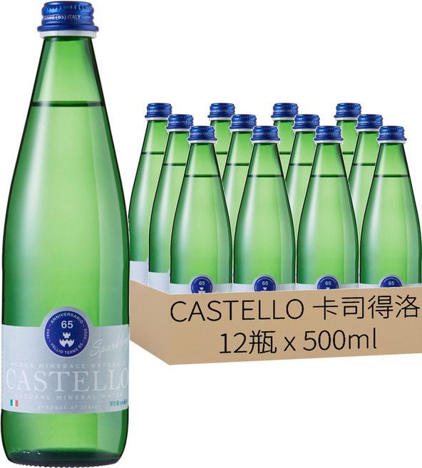 CASTELLO 卡司得洛 氣泡礦泉水, 500ml, 12瓶