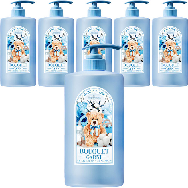부케가르니 실크 케라틴 샴푸 베이비파우더향, 1L, 6개