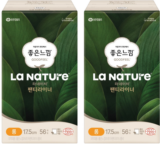 라네이처 좋은느낌 네이처백 팬티라이너, 롱, 56개입, 2개