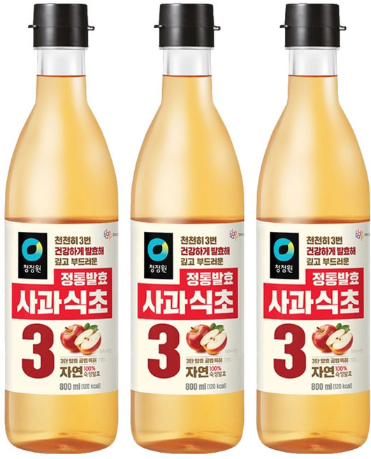 청정원 정통발효 사과 식초, 800ml, 3개