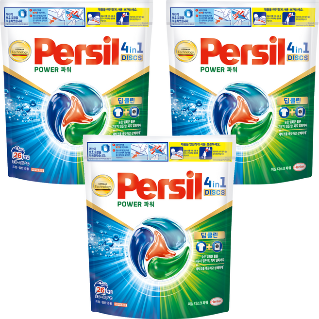 퍼실 디스크 파워 세탁세제, 26개입, 3개