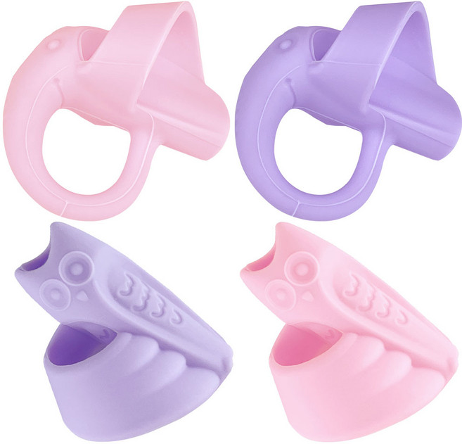 와이즈데이 유아 연필 글씨 교정 그립 코끼리 2p + 올빼미 2p 세트, 핑크, 1세트