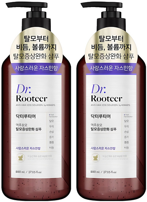 닥터루티어 맥주효모 탈모증상완화 샴푸 자스민향, 800ml, 2개