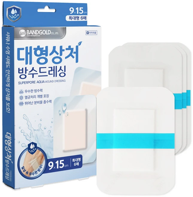 밴드골드 슈퍼포아 아쿠아 멸균 반창고, 6개입, 1개 - 쿠팡