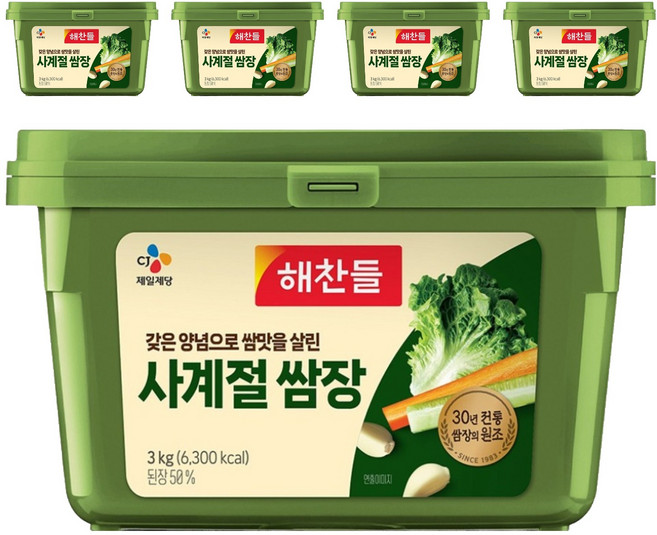 해찬들 사계절 쌈장, 3kg, 5개