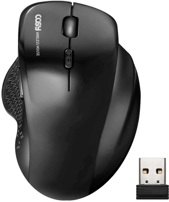 코시 세미 버티컬 무선 마우스, M3469WL, 블랙