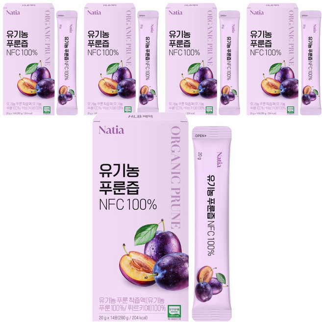 에이치엘비 나티아 유기농 푸룬즙, 20g, 70개