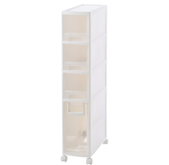 夾縫抽屜收納櫃 4層, 白色