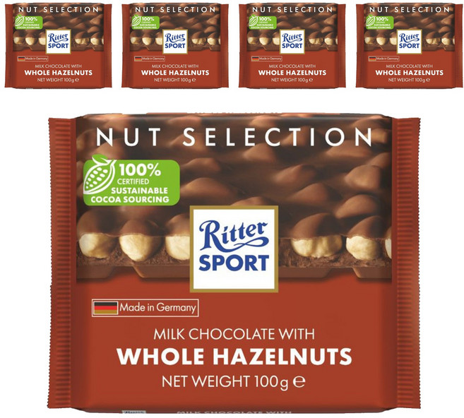 Ritter Sport 榛果巧克力, 100g, 5包
