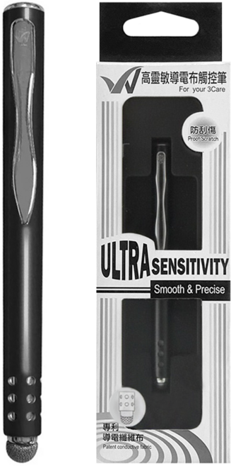 Ultra sensitivity 高靈敏導電布幾何圓點觸控筆, 經典黑, 1支