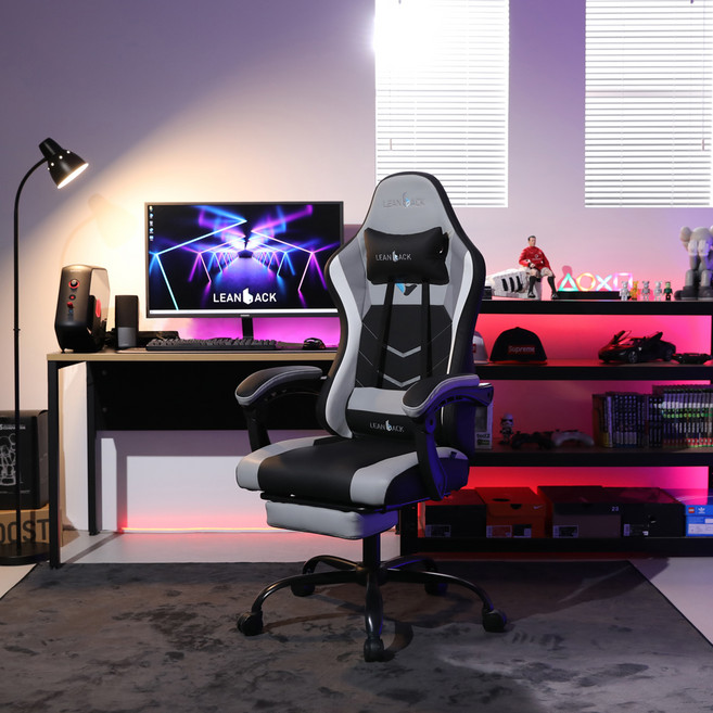 린백 발받침 리클라이너 게이밍 의자 LB53G, 그레이