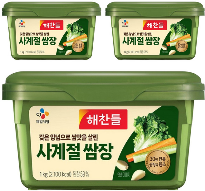 해찬들 사계절 쌈장, 1kg, 3개
