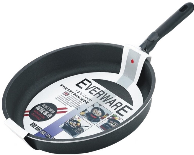 EVERWARE 手工鑄造 鐵鏟專用不沾平底鍋 EW-34 黑色, 34cm, 1個