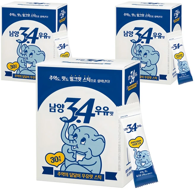 남양34 우유맛 스틱 분말, 17.2g, 30개입, 3개 - 쿠팡