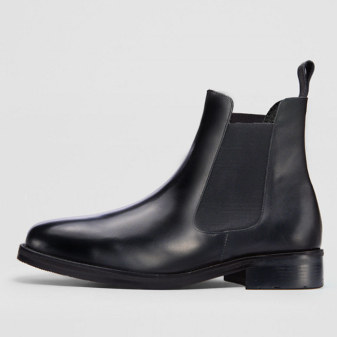 VONIN HOMME 天然牛皮經典基本款切爾西靴 SE335BK