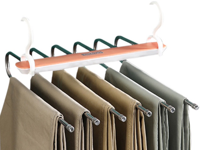 더벨라 옷장 행거 공간정리 접이식 가로 고급형 스텐 6단 옷걸이, 레드, 1개