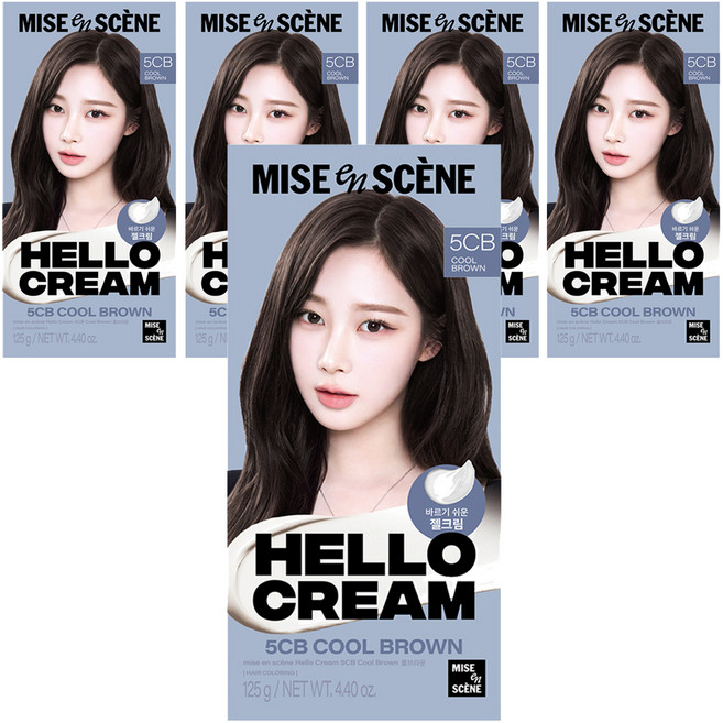 미쟝센 뉴 헬로크림 염색제, 쿨브라운, 5개