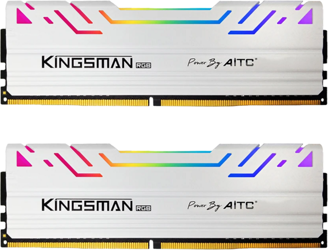 AITC 艾格 KINGSMAN RGB DDR4 16GB (8GBX2) 3200 UDIMM 桌上型電競超頻記憶體 白色 嚴選高品質顆粒, 1組