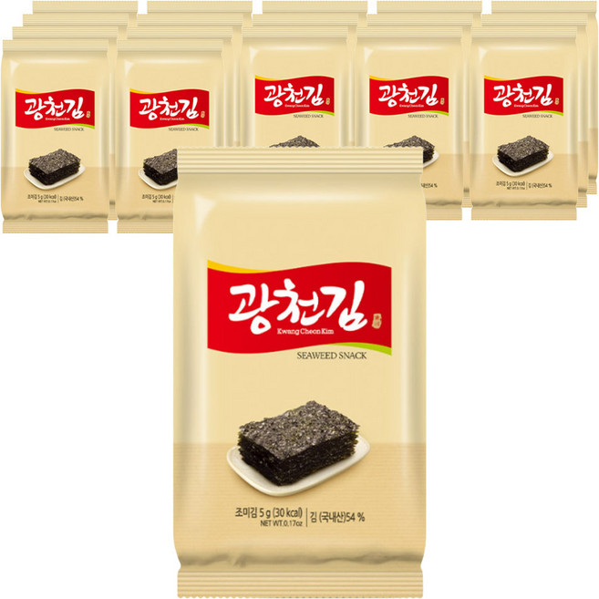 광천김 참 재래 도시락김, 5g, 18개