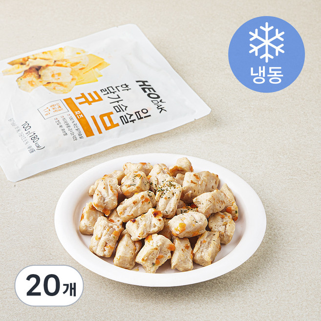 허닭 한입 닭가슴살 큐브 치즈 (냉동), 100g, 20개