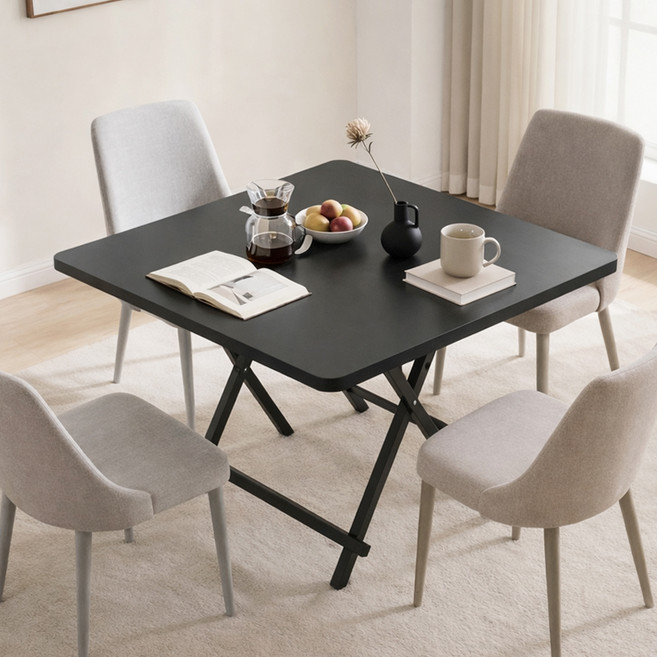 코멧 홈 접이식 사각 테이블, 블랙, 4인용