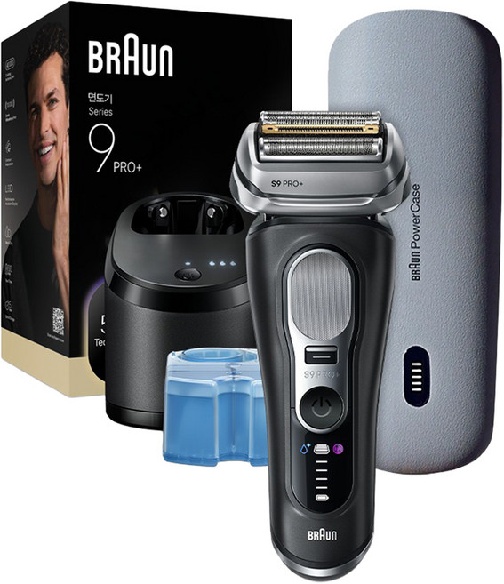 BRAUN 시리즈 9 PRO+ 울트라 씬 전기면도기 + 파워 케이스, 9660cc, 블랙