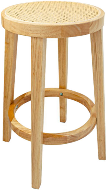 實木藤編吧椅 60cm 5.3kg 原木色 - 堅固耐用 透氣舒適, 1盒