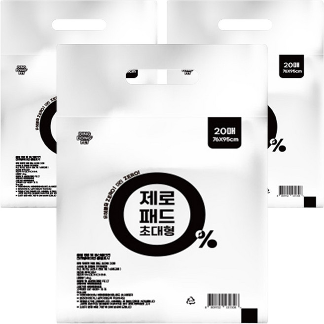 딩동펫 반려동물 제로 배변패드 무향, 20개입, 3개
