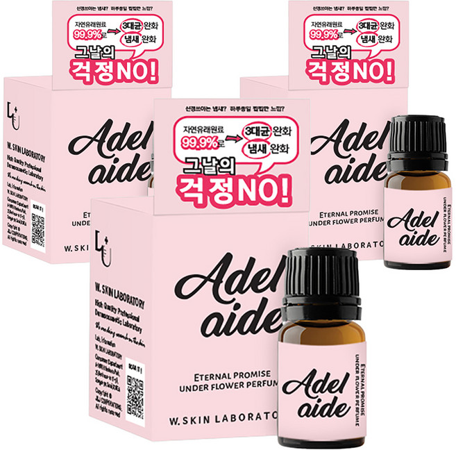 더블유피부연구소 언더플라워퍼퓸 아델레이드 여성청결제, 5ml, 3개