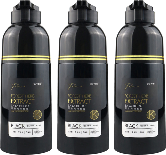 KA'FEN 卡氛 Plus+ 何首烏染髮膏, 曜石純粹黑, 3件