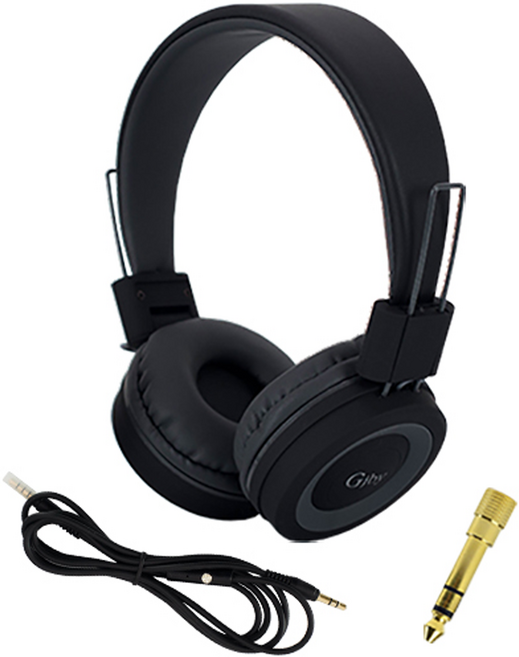 Gjby 디지털 피아노 헤드폰 + 변환젠더 5.5mm 세트, 블랙, GJ14