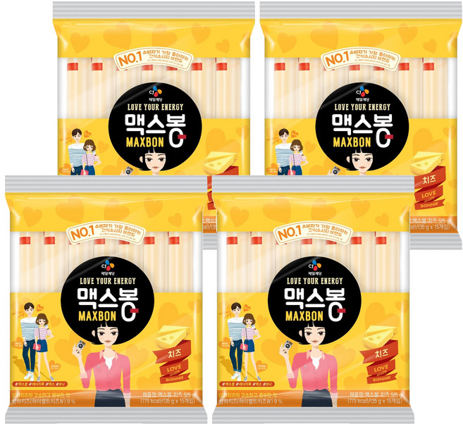 맥스봉 치즈 15p, 525g, 4개