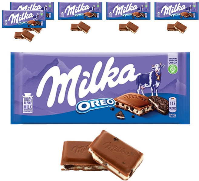 milka 妙卡 Oreo夾心牛奶巧克力, 6包, 100g