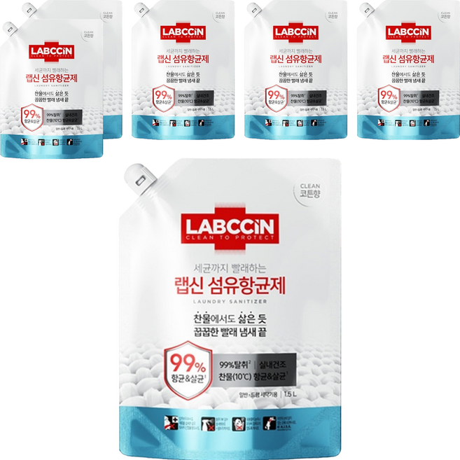 랩신 섬유항균제 코튼향 리필, 6개, 1.5L