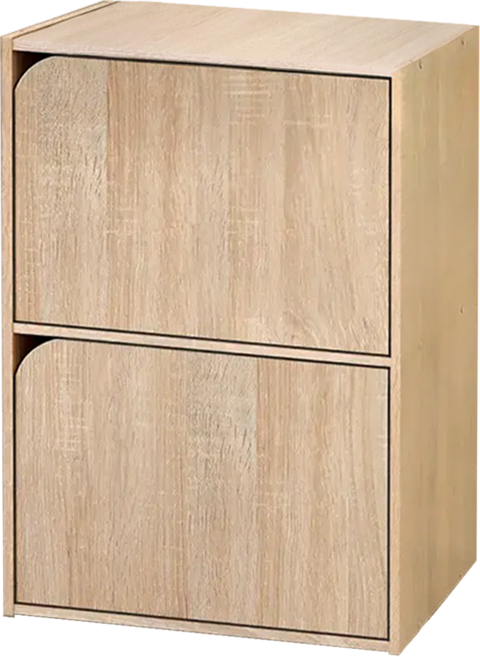 HOPMA 合馬家具 斯麥可堆疊二門收納櫃 Set 2, 漂流木 + 淺橡木