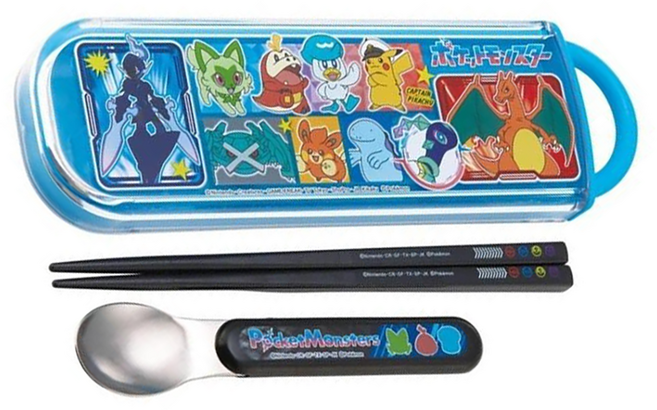 Skater 寶可夢抗菌兒童餐具組, 湯匙 + 筷子, 藍色, 1組