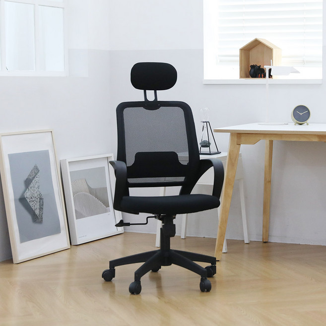 린백 사무용 컴퓨터 헤더형 메쉬의자 CP11HB, 블랙