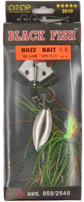 Black Fish 搖滾巴雜亮片版 Buzzer Willow 泰國手工路亞 13, 綠色 + 橘色 + 黃格, 30g, 1個