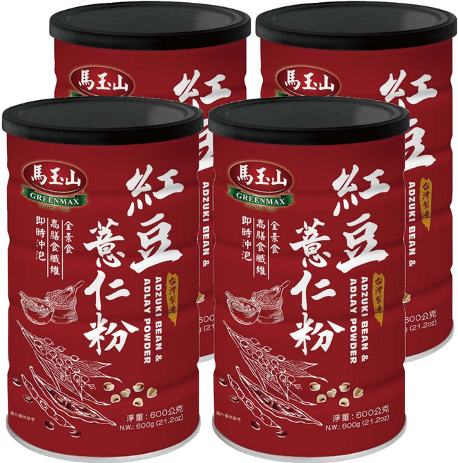 馬玉山 紅豆薏仁粉, 600g, 1罐, 4罐
