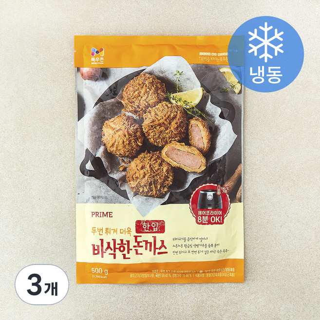 목우촌 두번 튀겨 더욱 바삭한 한입돈까스 (냉동), 500g, 3개